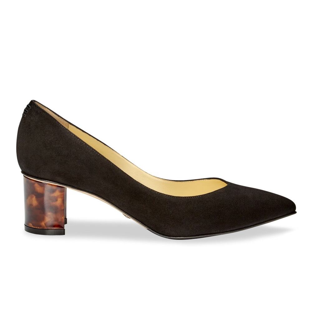 Sarah Flint Made in Italy Perfect Emma Black Suede Block Heel Pump